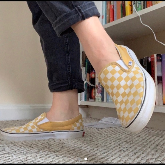 checkered mustard vans